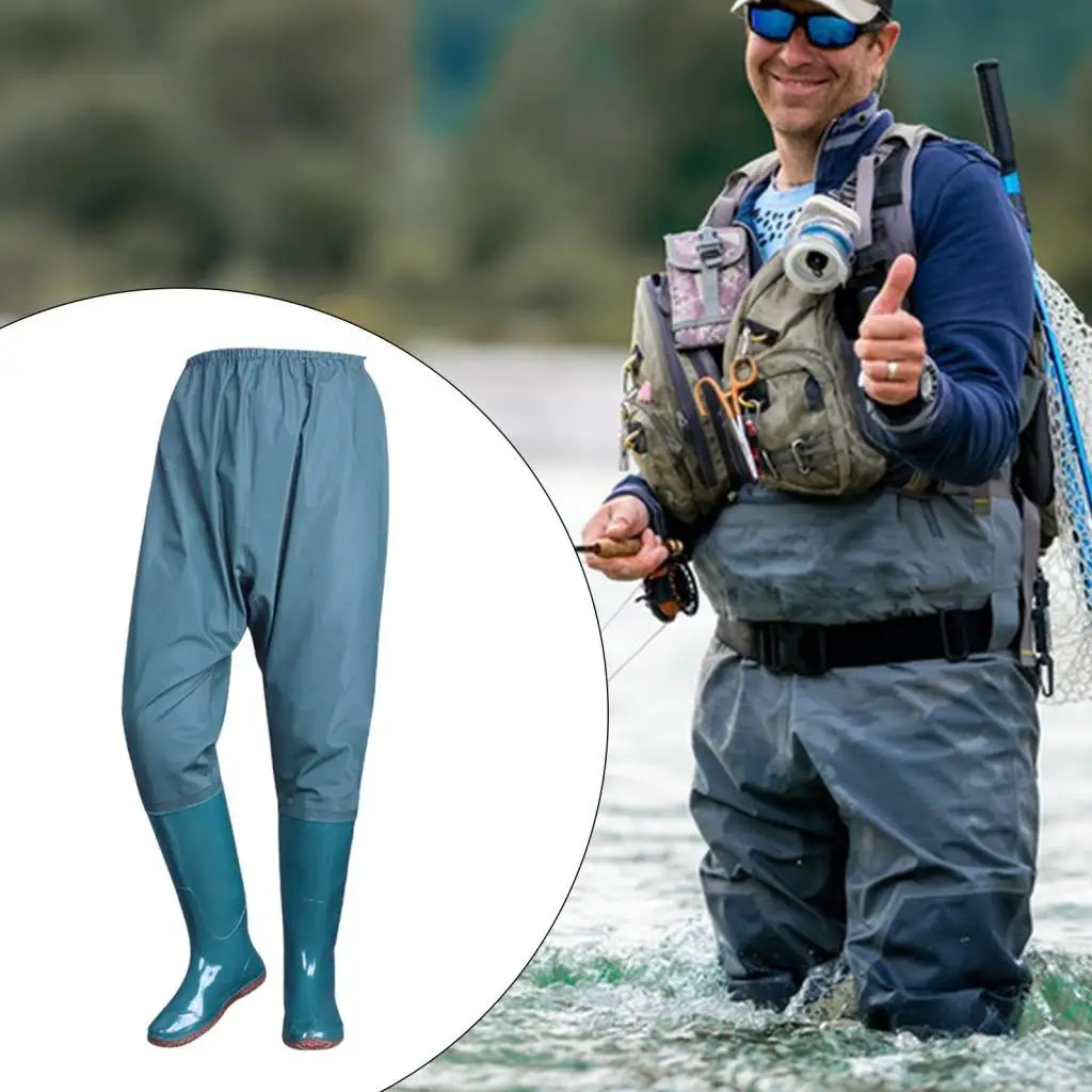 breathable-pvc-fishing-hip-waders-rubber-bootfoot-stocking-pants-waterproof-wading-shoes-for-river-and-lake