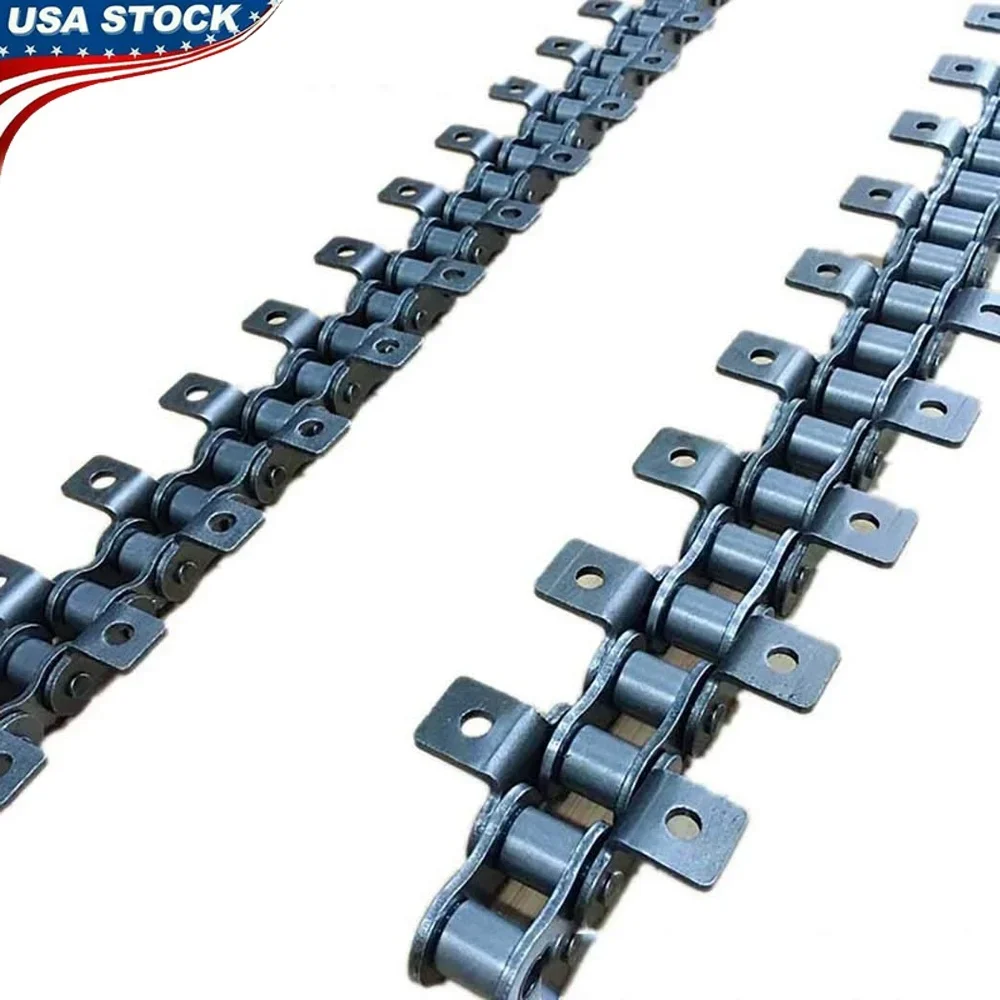 

1.5m 08B Double Curved Plate Chain Transmission Roller Drive K2 Attachment 12.7mm Pitch Carbon Steel Single Hole Conveyor System