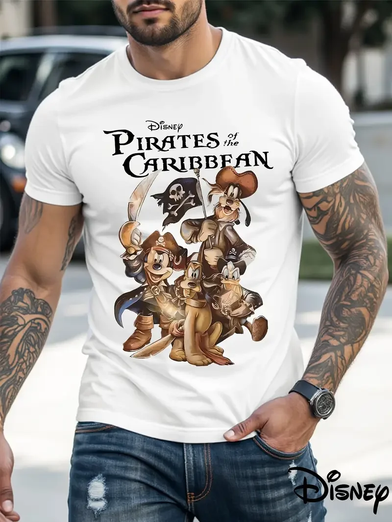 ديزني الرجال تي شيرت ميكي قراصنة الكاريبي المرأة القطن المحملة الصيف عادية المتضخم قصيرة الأكمام الشارع الشهير للجنسين #2