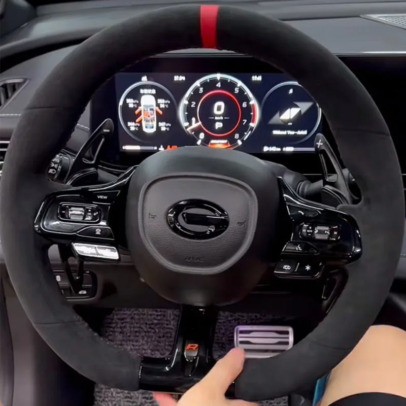 For GAC Trumpchi Empow 2021-2024 Car Interior Accessories Hand Stitched Non-Slip Wear Resistant Suede Car Steering Wheel Cover