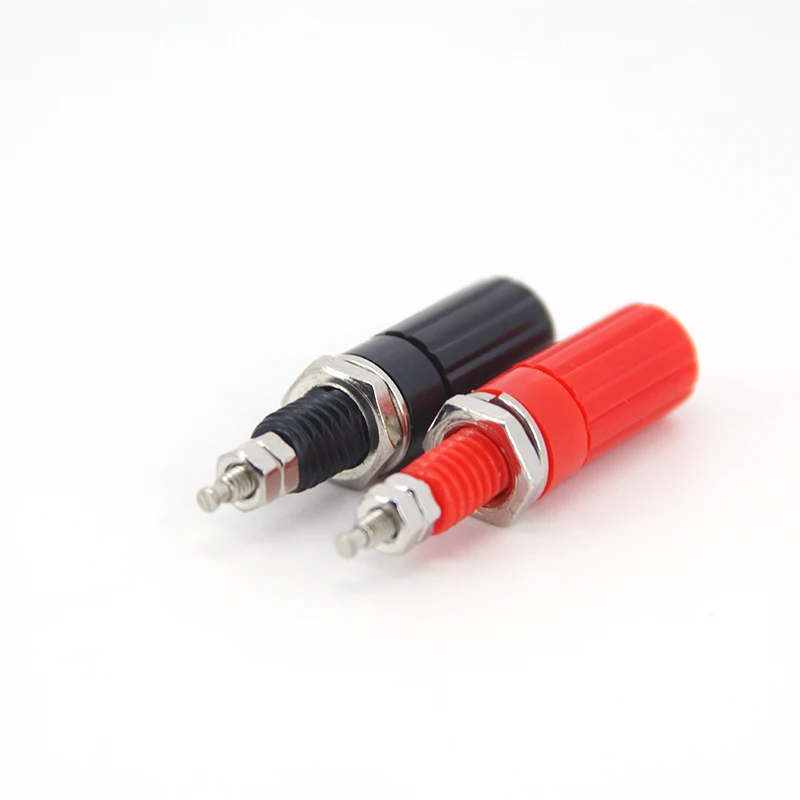 

M3*45 4mm Banana Socket Binding Post Nut Banana Plug red black sound panel Jack Nickel plated Electrical Connector Terminal