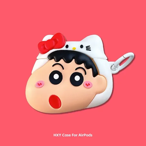 Apple Airpods 보호 커버에 적합한 Crayon Shin-chan Cross-dressing Kitty 4세대 Pro Bluetooth 헤드폰 케이스