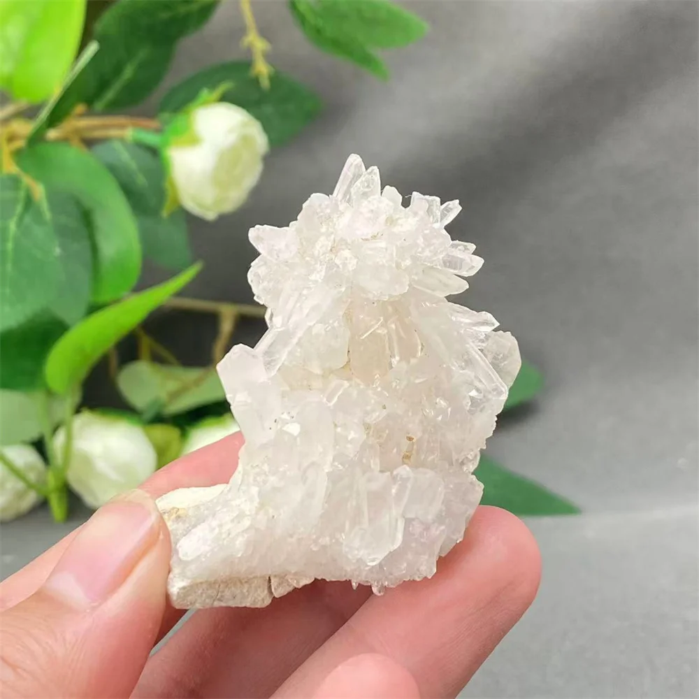 Natural White Crystal Cluster Ore Specimens Pure Shiny Group Minerals Home Decor Ornaments Holiday Gift