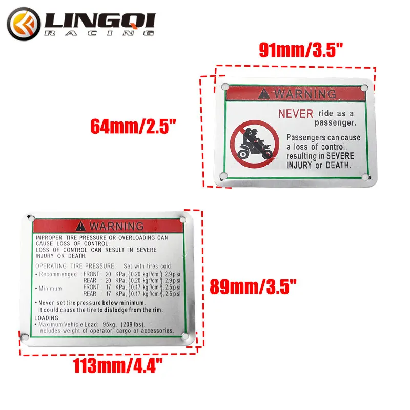 LING QI Motocyklowy znak ostrzegawczy Stop aluminium Publiczny slogan i etykieta zasad Odblaskowa płyta do części ATV Pit Dirt Bike