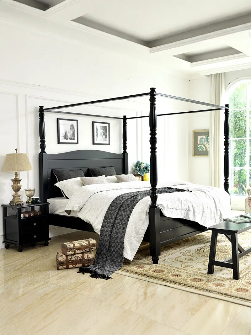 American country oak all solid wood double bed 1.8 meters shelf