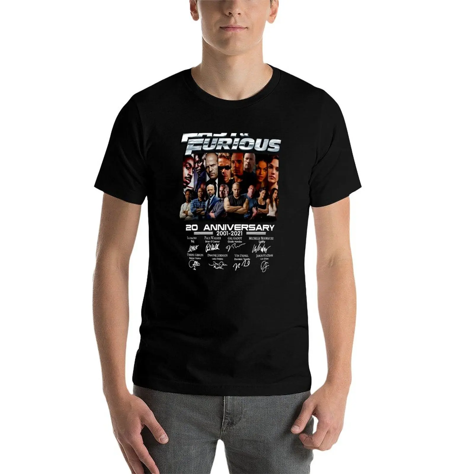 Fast Furious Movie Characters with 20th Anniversary 2001 2021 T-Shirt Athletic Fit Sports Short Sleeve Top - view 3
