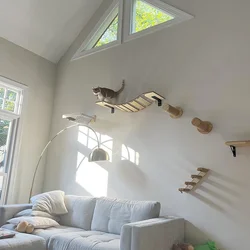 1 pezzo montato a parete gatto arrampicata mensola amaca scala per gatti interni letto appeso in legno tiragraffi mobili per animali domestici gattino