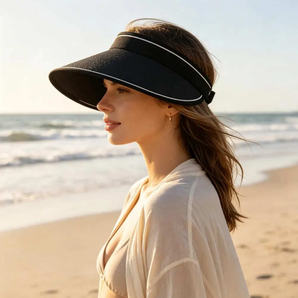 Portable Travel Sun Hat Straw Sun Visor Hat for Women Wide Brim Beach Hat with Uv Protection Adjustable Summer Sun for Outdoor