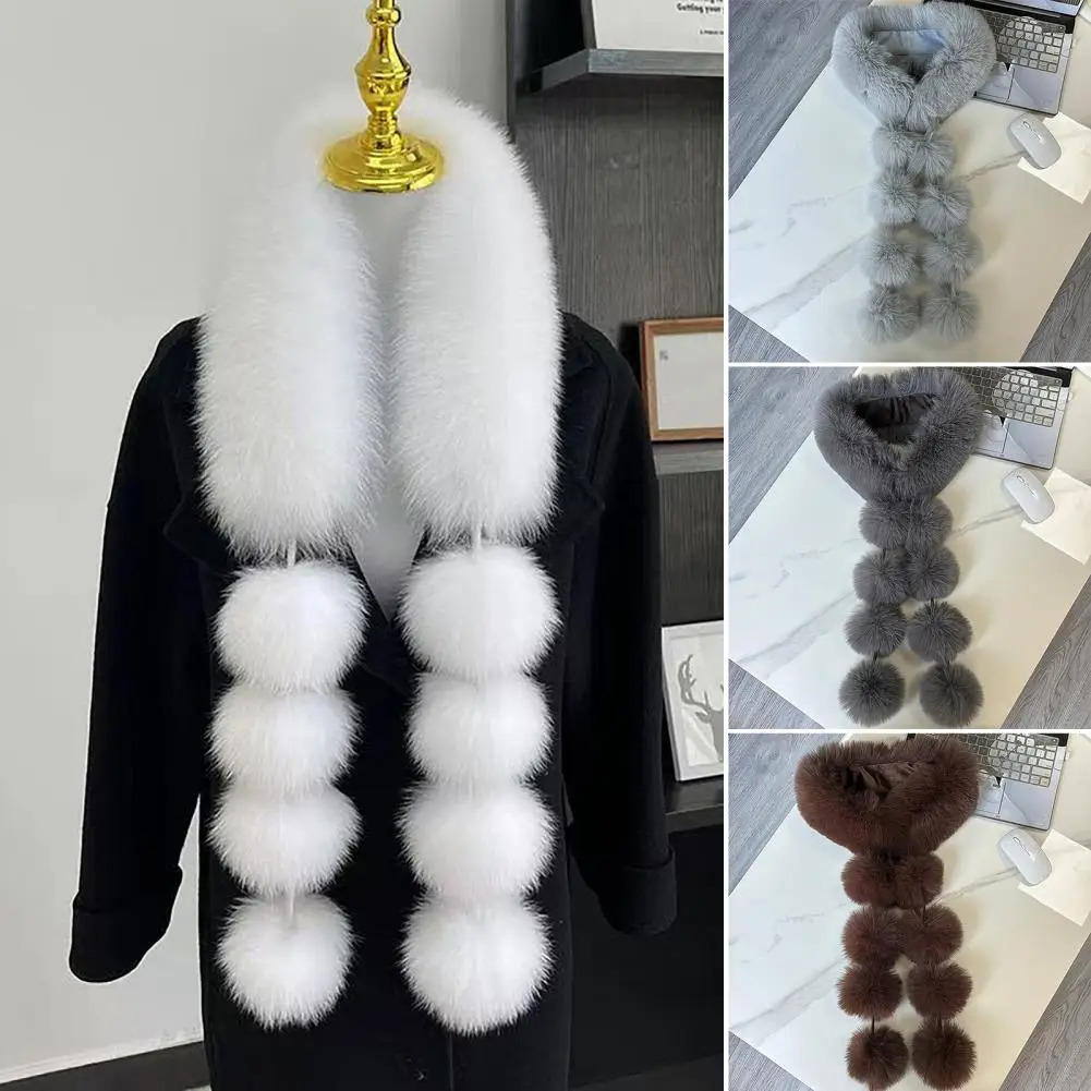 Winter Accessory Soft Plush Faux Fur Scarf with Magnetic Closure for Outdoor Cycling Windproof Cold-resistant Wrap for Women