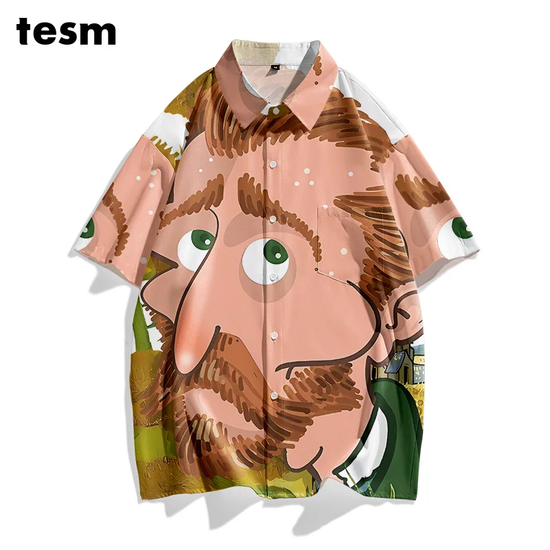 

TESM Summer Couple Matching Hawaiian Shirts - Unisex Loose Short-Sleeve Breathable Sun-Protective Men Women Vacation Beach Tops