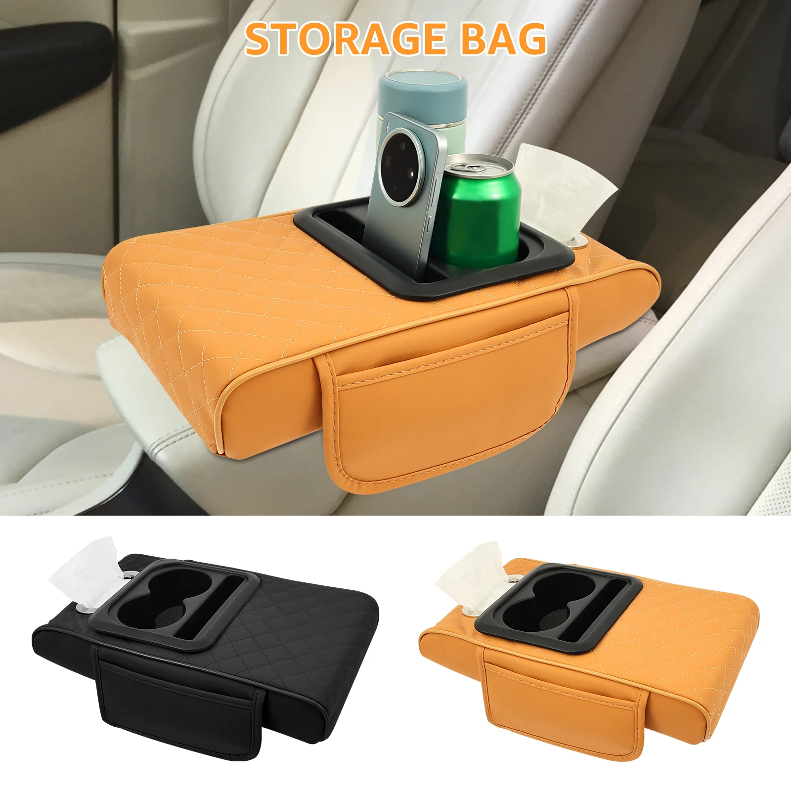 

Автомобильный подлокотник, кожаный чехол для центральной консоли автомобиля с подстаканником, утолщенная подушка высотой 7,5 см, подушка для подлокотника, автомобильные аксессуары