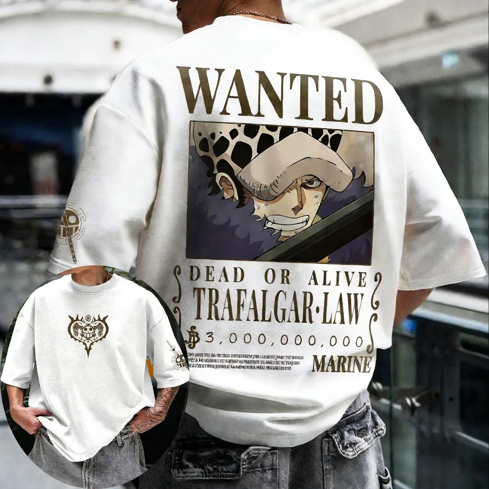 T-shirt unisexe en coton One Piece ONE PIECE Trafalgar D. Water Law 2026 Nouveau été Anime imprimé pour hommes et femmes à manches courtes