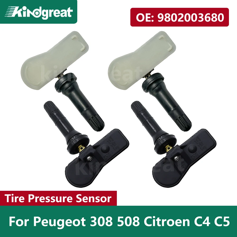 

4PCS/Lot 9802003680 433MHz TPMS Tire Pressure Monitr System Sensor 9811536380 For Peugeot 308 508 Citroen C4 C5