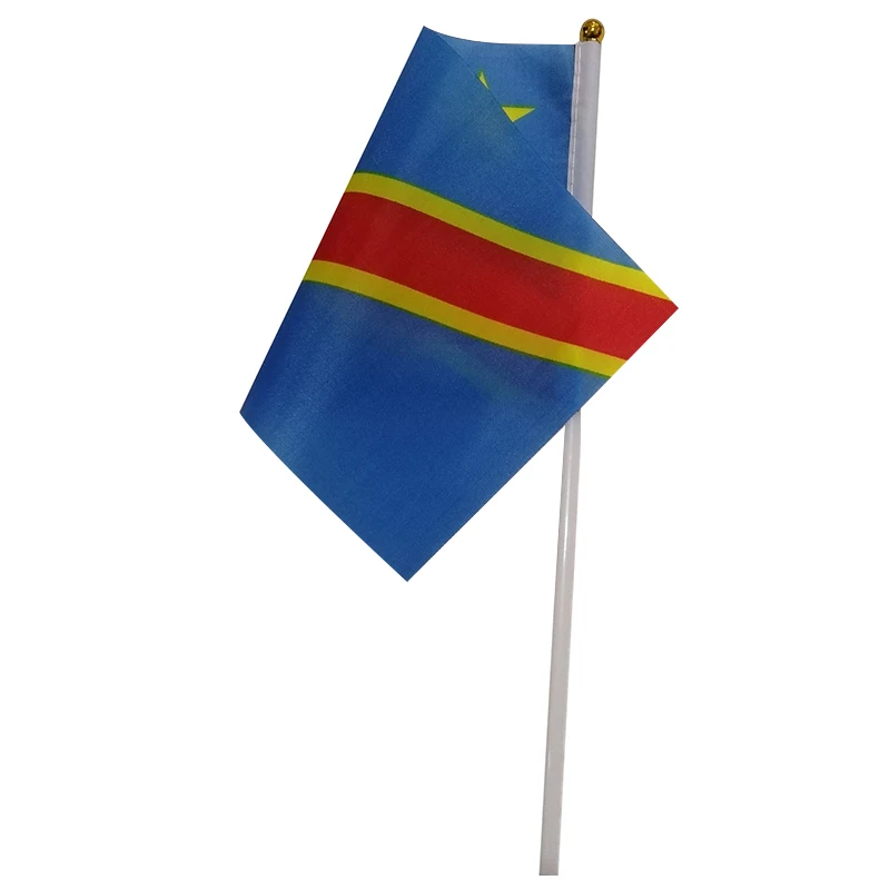 Xvggdg 50pcs 14 * 21cm Congo Hand Flag Promotion Wholesale Small Congo Hand Waving National Flag