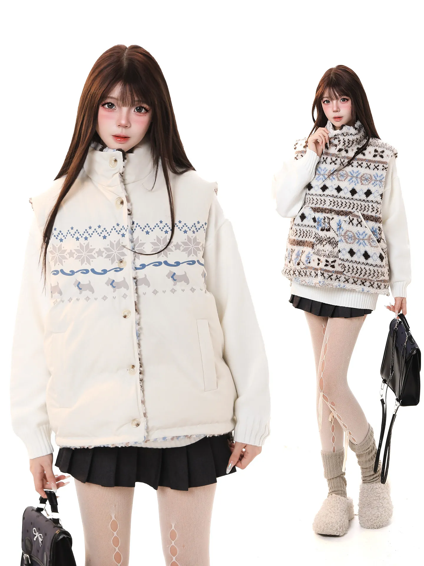 

Корейский двусторонний хлопковый жилет, женский свободный многослойный теплый жакет с воротником-стойкой, длинное зимнее пальто све