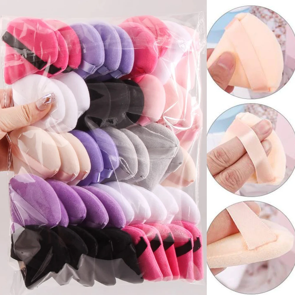 1-20pcs Short Plush Triangle Makeup Puffs Triangle Velvet Washable Powder Puff Cosmetics Eye Beauty Makeup Tool Reusable Sponge