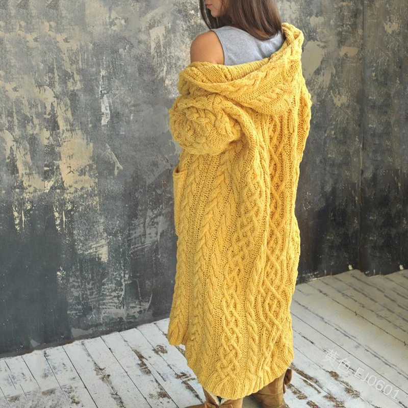 

Elegant Ladies Cardigan Hooded Long Casual Sweater in Autumn and Winter