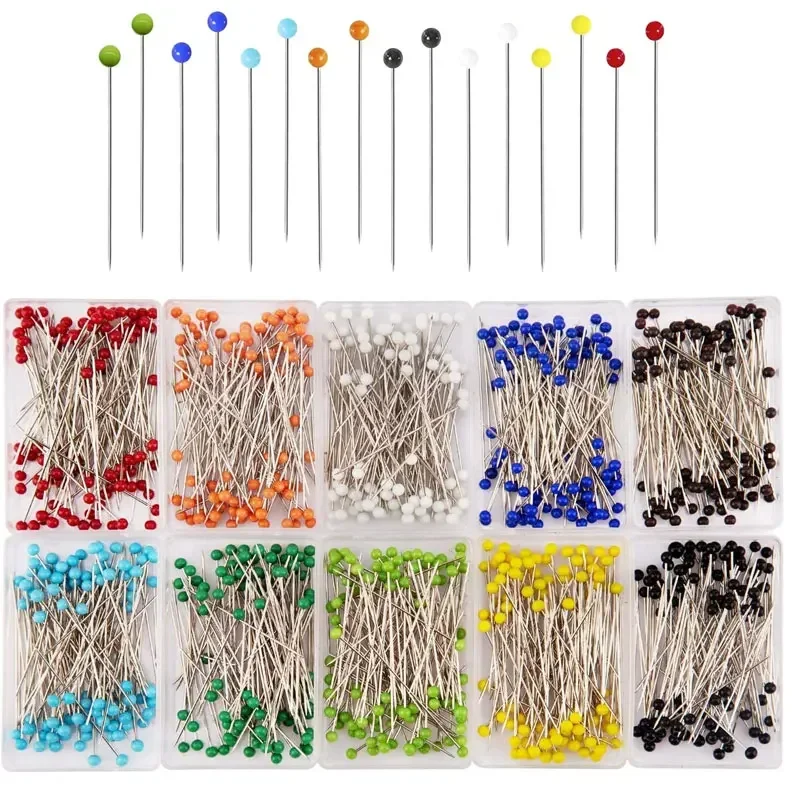 100Pcs Glass Ball Head Sewing Pins 38mm Multicolor Head Pins Straight Quilting Pins for Dressmaker DIY Jewelry Sewing Project