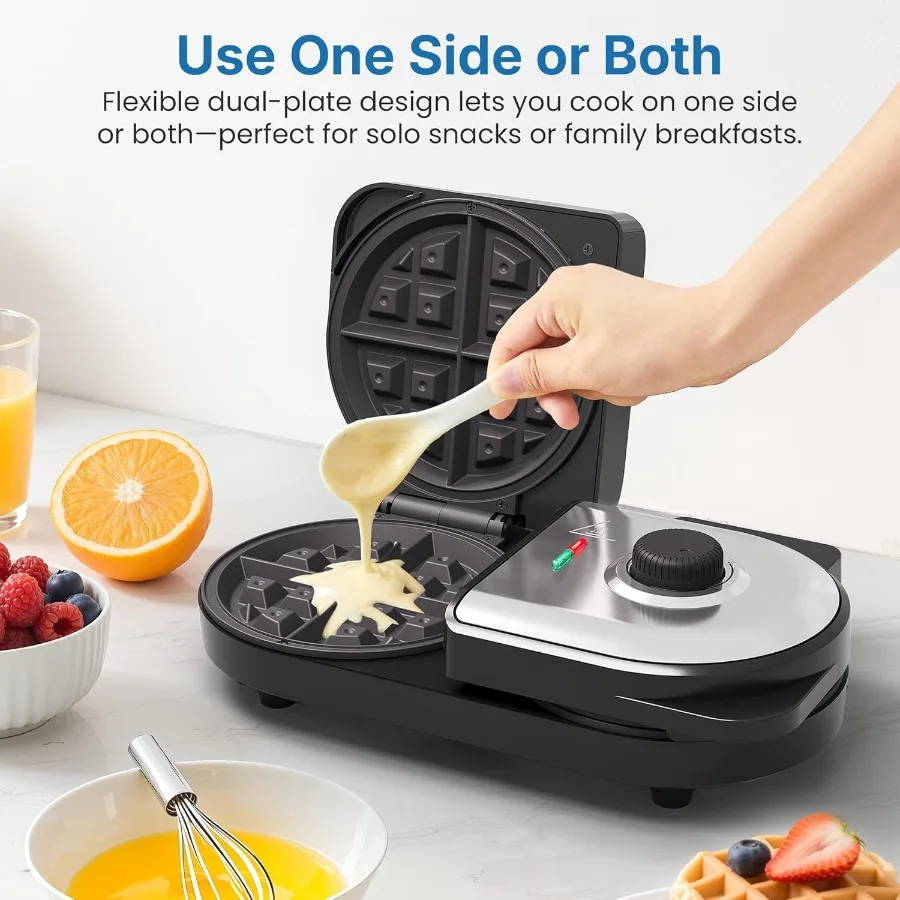 家庭用ダブルベルギーワッフルメーカー：2つの調節可能な焼き色コントロール付き電気ワッフルマシン、焦げ付き防止表面