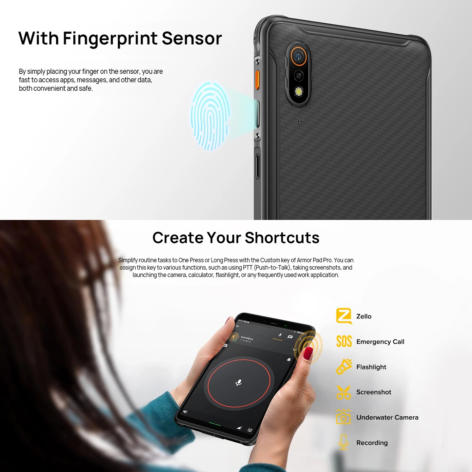 Ulefone Armor Pad Pro Rugged Tablet PC 8GB+128GB IP68/IP69K 8'' Android 13 MT8788 48MP 7650mAh 4G Tablet PC