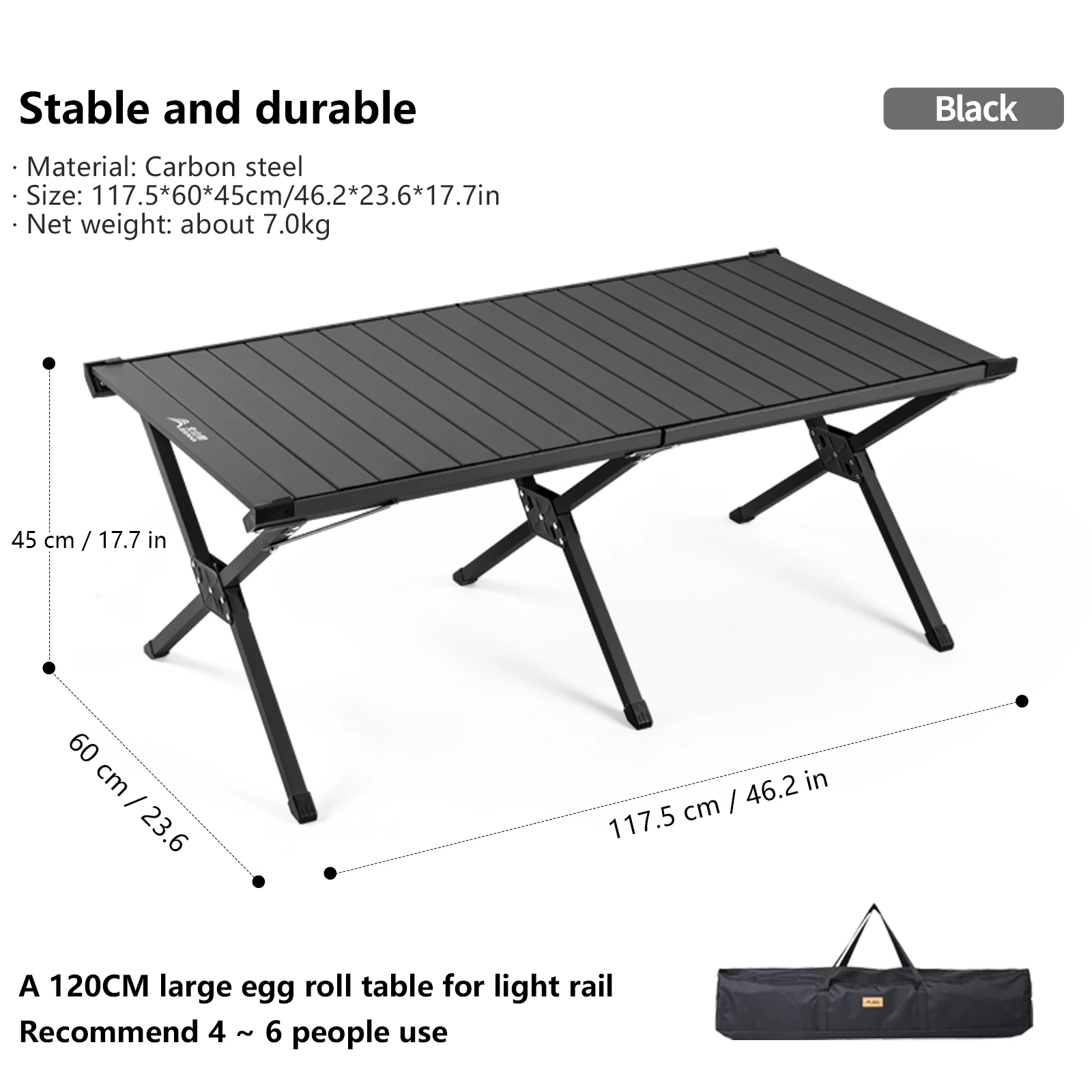 BISINNA Upgrade Nieuwe Outdoor Camping Loempia Tafel Draagbare Koolstofstaal Klaptafel Met Draagtas voor Picknick BBQ