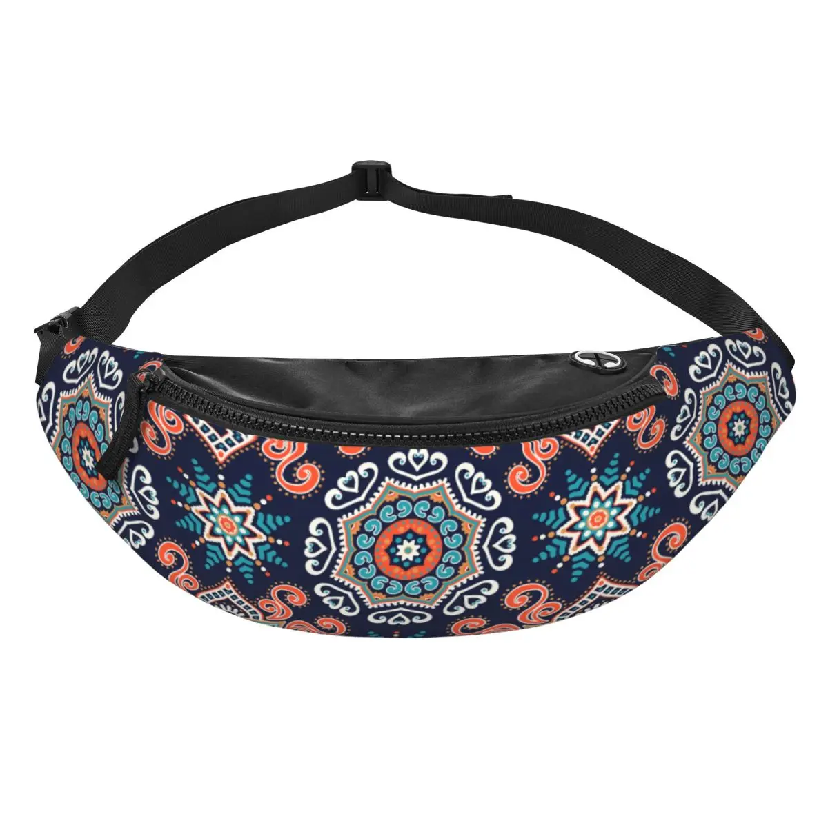 Custom Bohemia Ethnic Mandala Flower Pattern Fanny Pack Women Men Crossbody Waist Bag for Travel Cycling Phone Money Pouch
