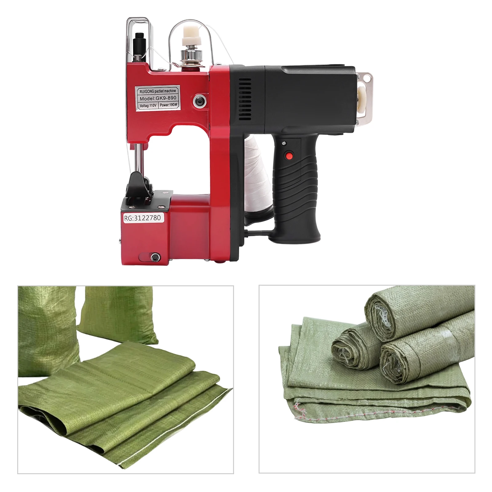 

Industrial Electric Bag Stitching Closer Seal Sewing Machine,110V Sack Closer,Portable Adjustable Electric Bag Sealing Machine