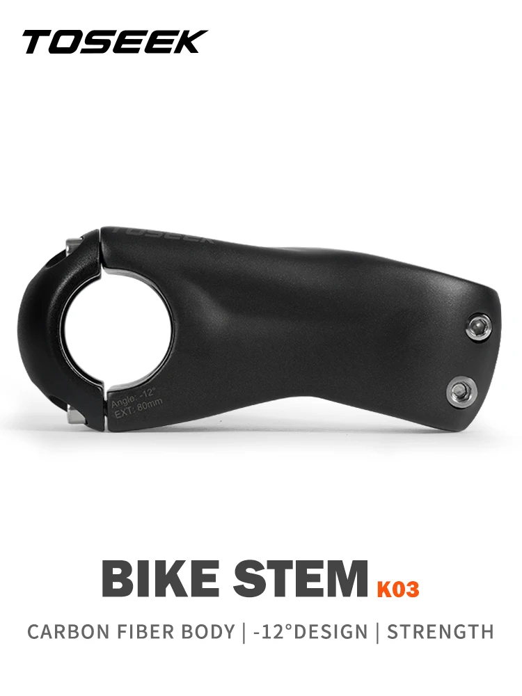AliExpress TOSEEK K03 Carbon Stem 12Degree Mountain Bike Stem 31.8mm Bicycle Handlebar Stems 70/80/90/100/110/120mm Black Matt Bicycle Part