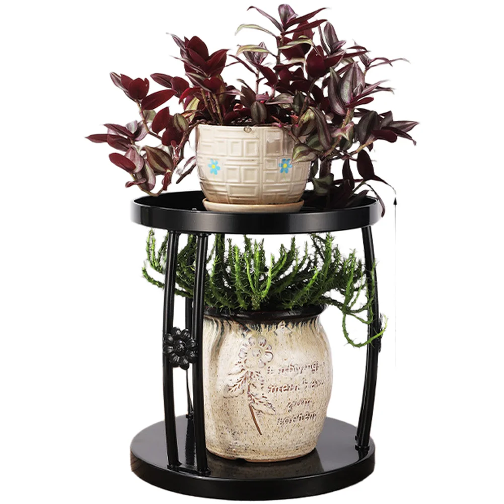 2 Tier Flower Stand with Nordic Design Elements Built from Thickened Steel Tubes and Electrostatic Spray Coating