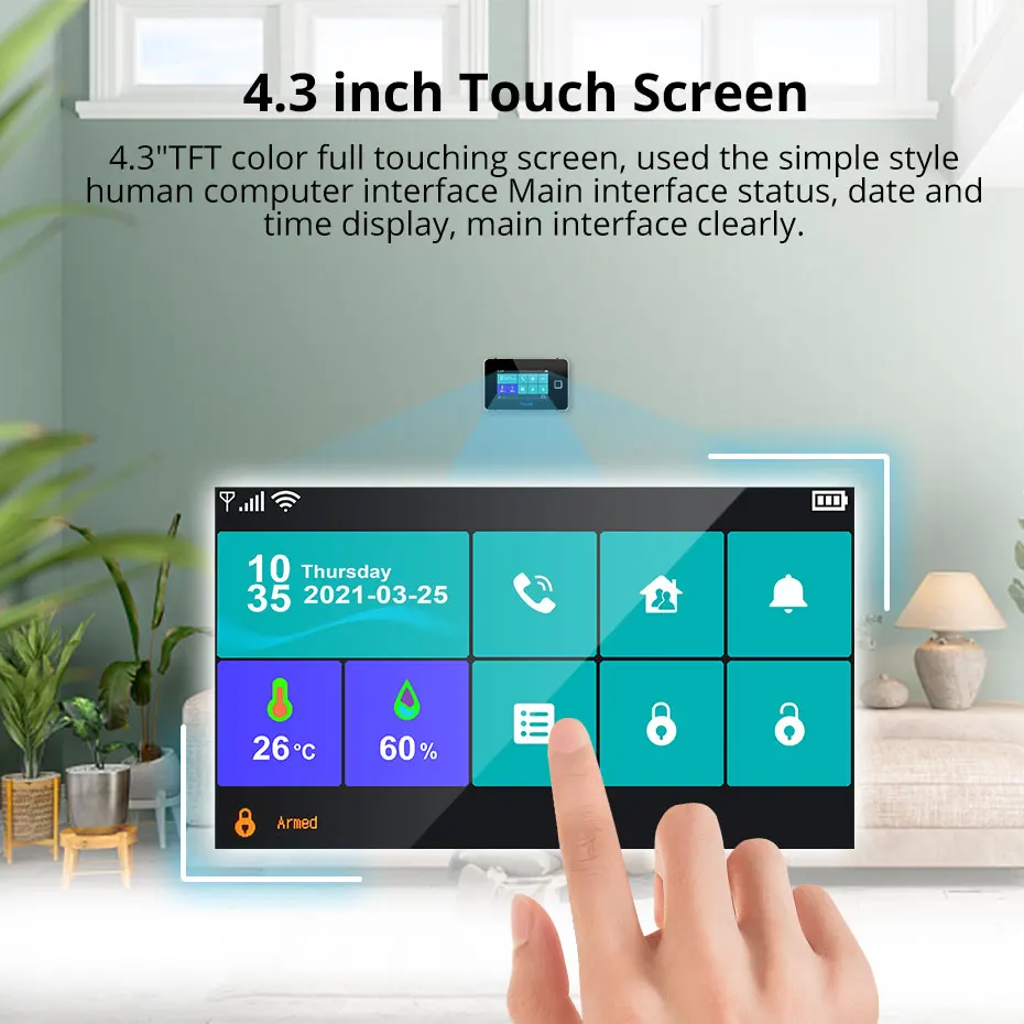 FUERS 4.3 Inch WiFi Wireless Alarm System For Home Security GSM Home Alarm Kit With Siren Tuya Smart Life PIR Motion Sensors