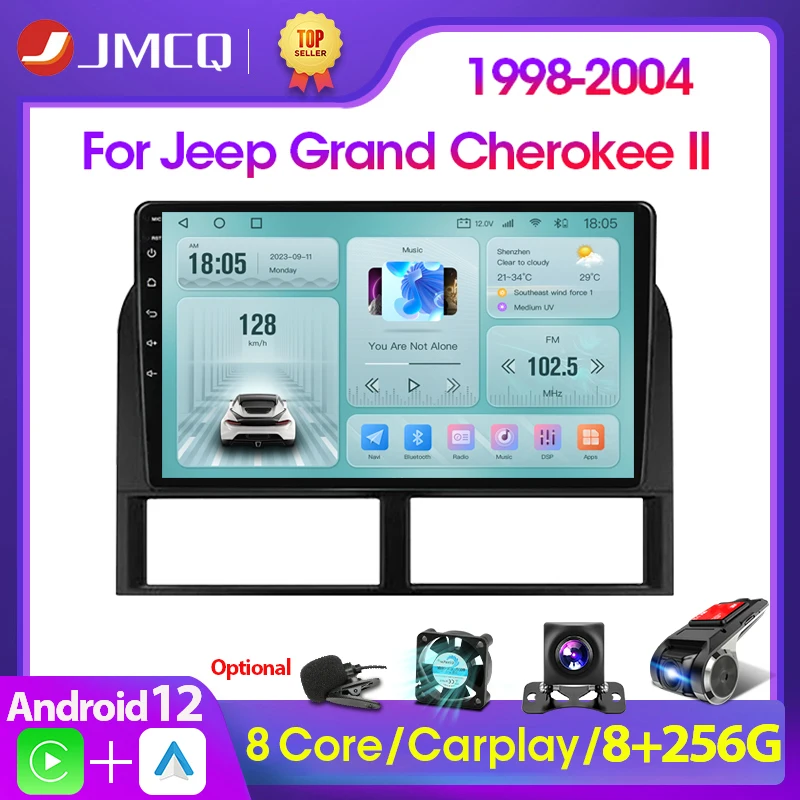 

JMCQ 2Din Car Radio Multimedia Video Player For Jeep Grand Cherokee II WJ 1998-2004 Android 12 GPS Navigation Head Unit Carplay