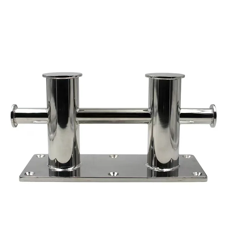 High Quality 316 Stainless Steel Double Cross Bollard High Mirror Polish Corrosion Resistant Marine Yacht Docking Hardware