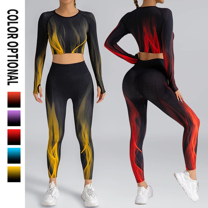 Yoga-Sets Sport-BH-Hosen Dochte Schweiร lift Hรผfte Fitness Sportswear hochela tische Yoga Wear Sportswear