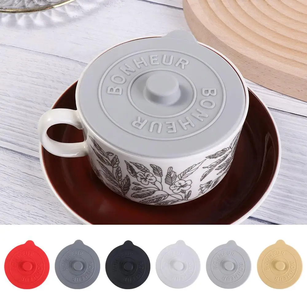 Useful With Convex Handle Silicone Glass Cup Cover Round Heat-Resistant Cup Lid Universal Dustproof Mug Sealed Cap Pantry