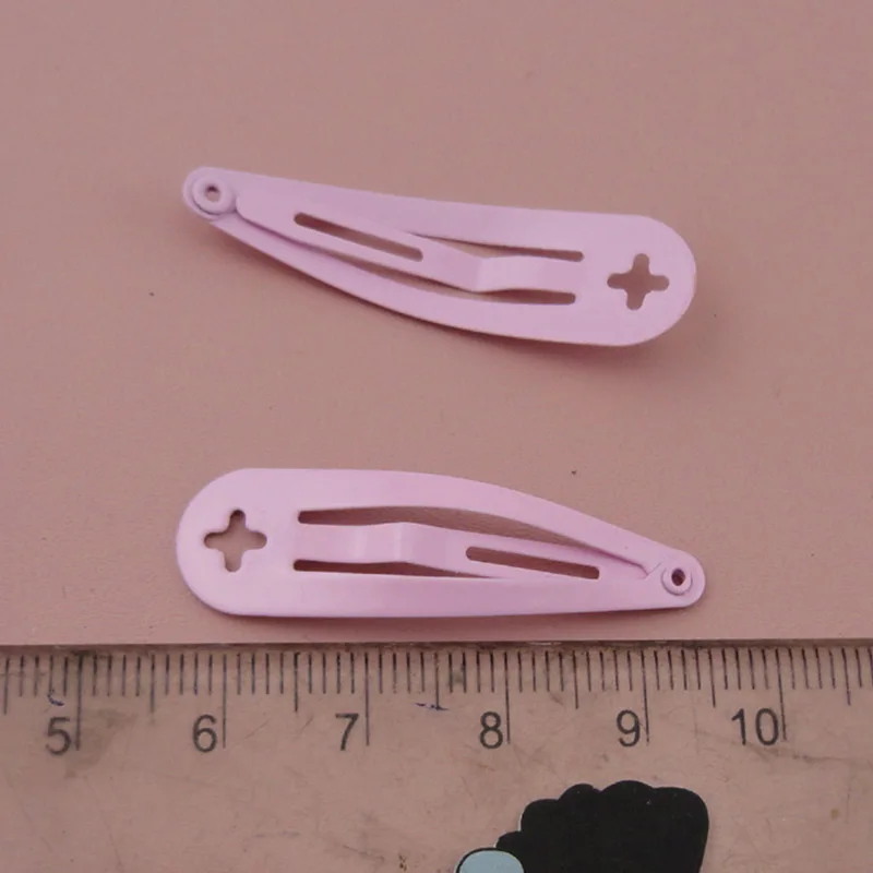 100PCS 4.0cm Tear Drop Metal Snap Clip with Cross hole Mini baby hair clips Lead free Nickle free,DIY kids hair bows hairpins
