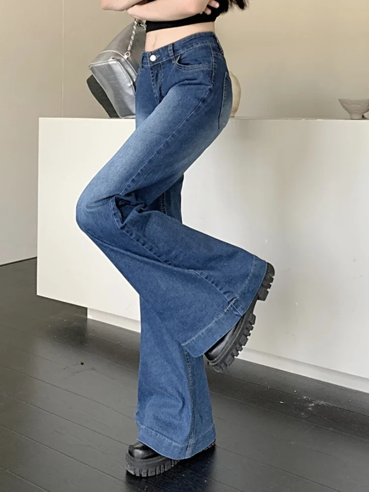 

Американские ретро Vibe Y2k расклешенные джинсы женские стильные модные стройные с низкой талией дизайн High Street повседневные универсальные женские