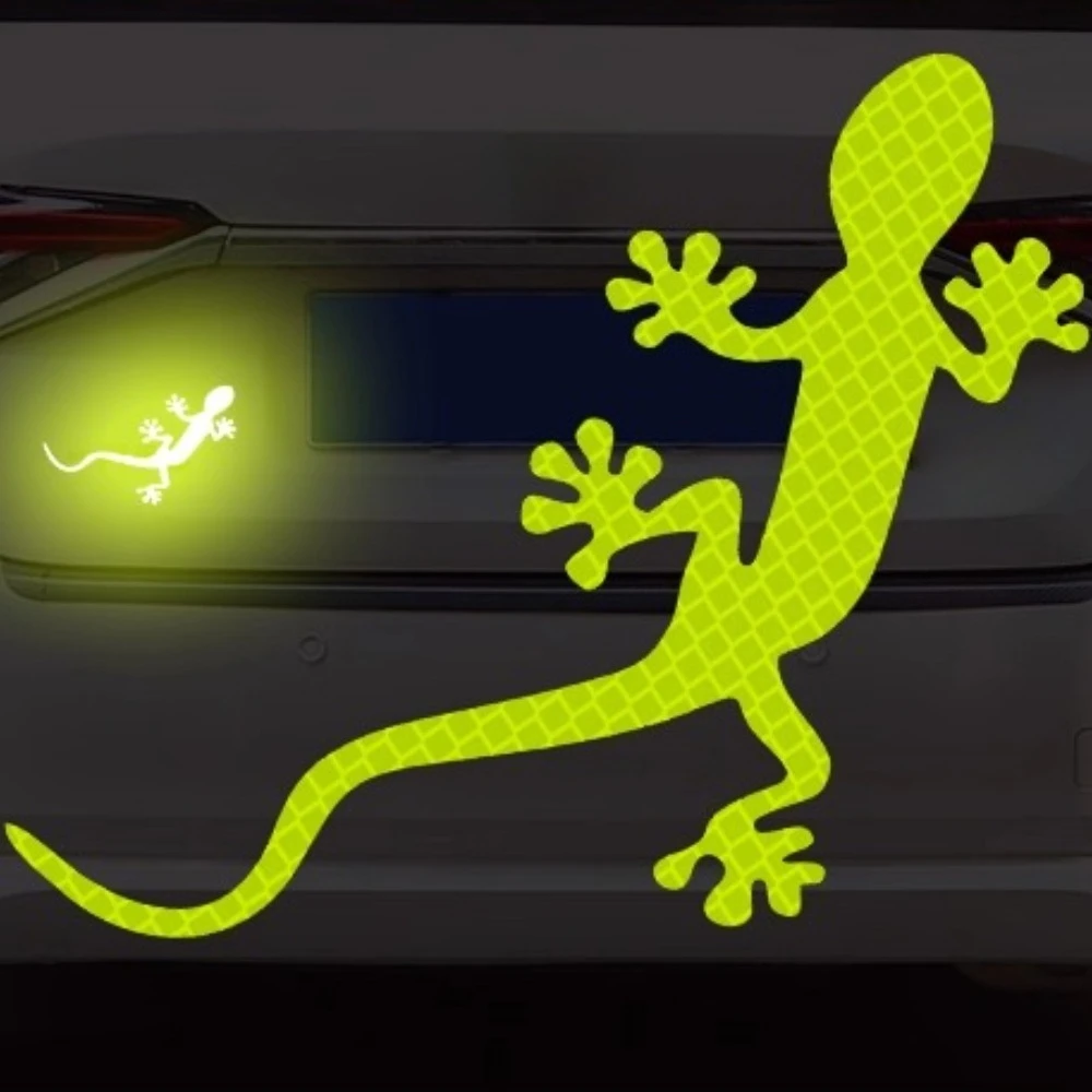 1PC Reflective Gecko Vinyl Sticker, Night Safety Warning Decal for Car, Scratch Cover Creative Auto Modification Decor