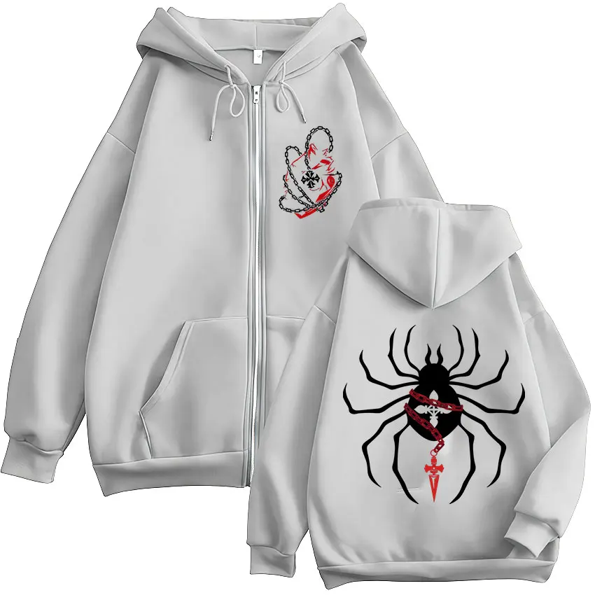 Anime Hunter X Hunter Spider Kurapika Reißverschluss-Hoodies für Herren und Damen, modische, lässige Kapuzen-Sweatshirts mit Reißverschluss, Jacken, Mäntel – Detail 7