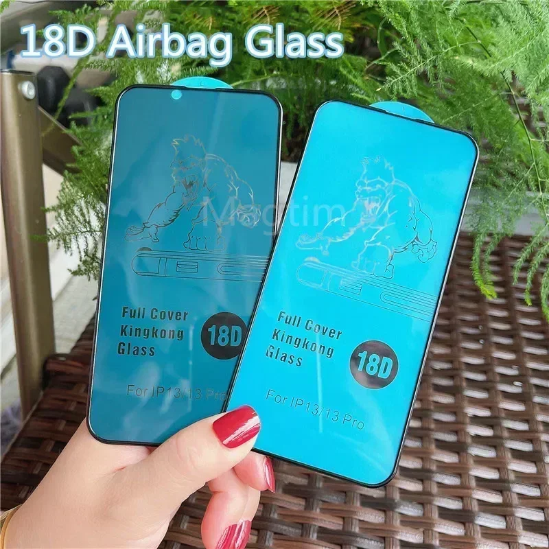 18D Airbag Screen Protector For iPhone 14 13 12 11 Pro Max Full Tempered Glass For iPhone XS MAX XR 7 8 15 Plus Protective Film