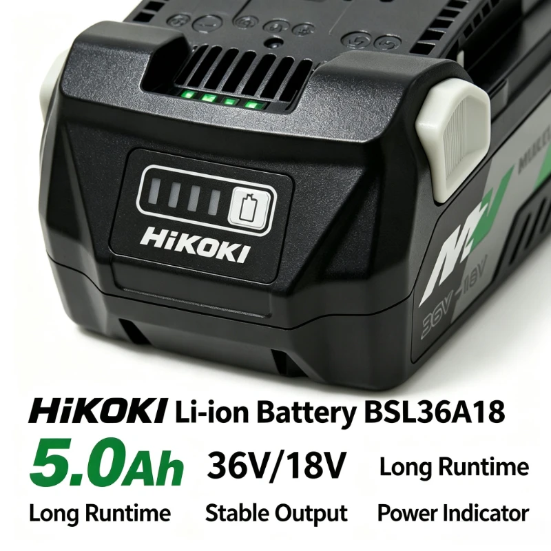 HiKOKI Hitachi Multi‑Volt 5.0Ah 18V/36V Rechargeable Li‑ion Battery BSL36A18,Durable Battery for Various Cordless Power Tools