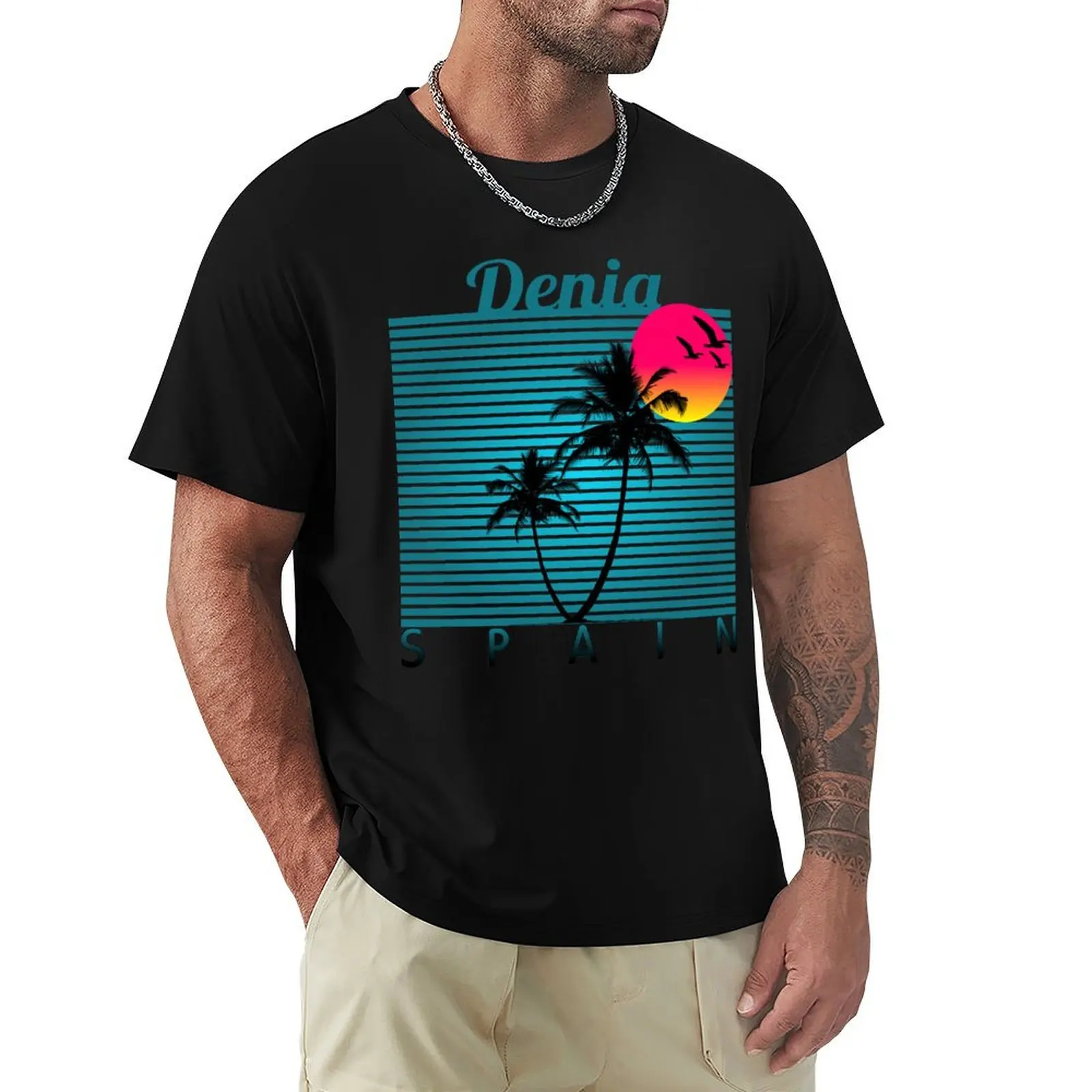 Camiseta de recuerdo de vacaciones de verano en la playa de Denia, Valencia, España, camiseta informal transpirable de manga corta