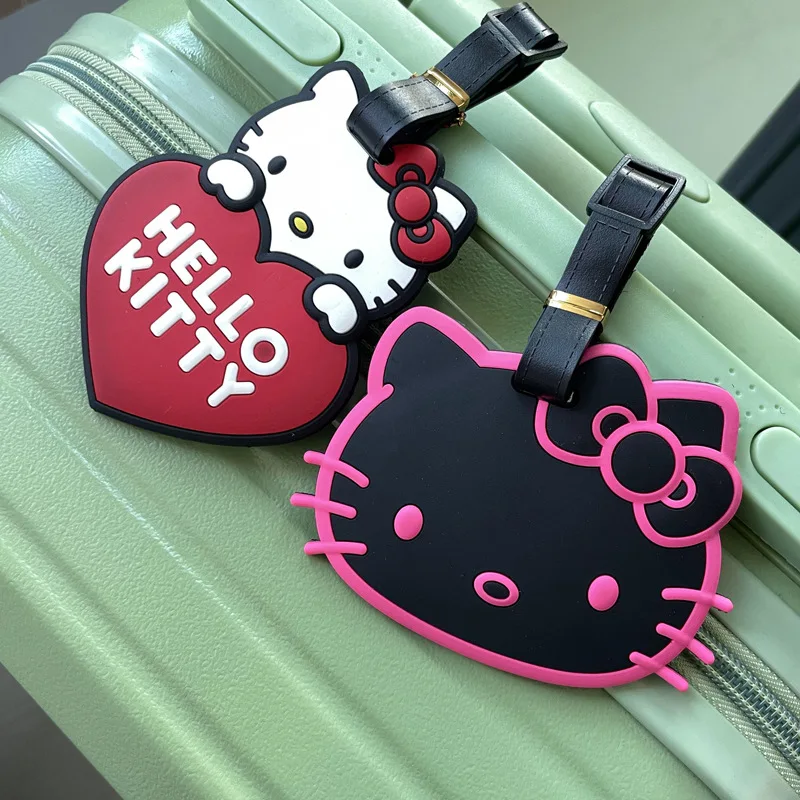 

Hellos Kittys Portable Suitcase Tag Pull Rod Case Soft Adhesive Tag Multi-function Portable Aircraft Luggage Tag Girl Gifts