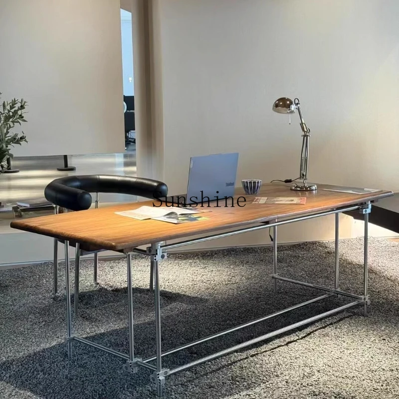 

Elm, retro industrial style office, design, dining table studio meeting, minimalist modern