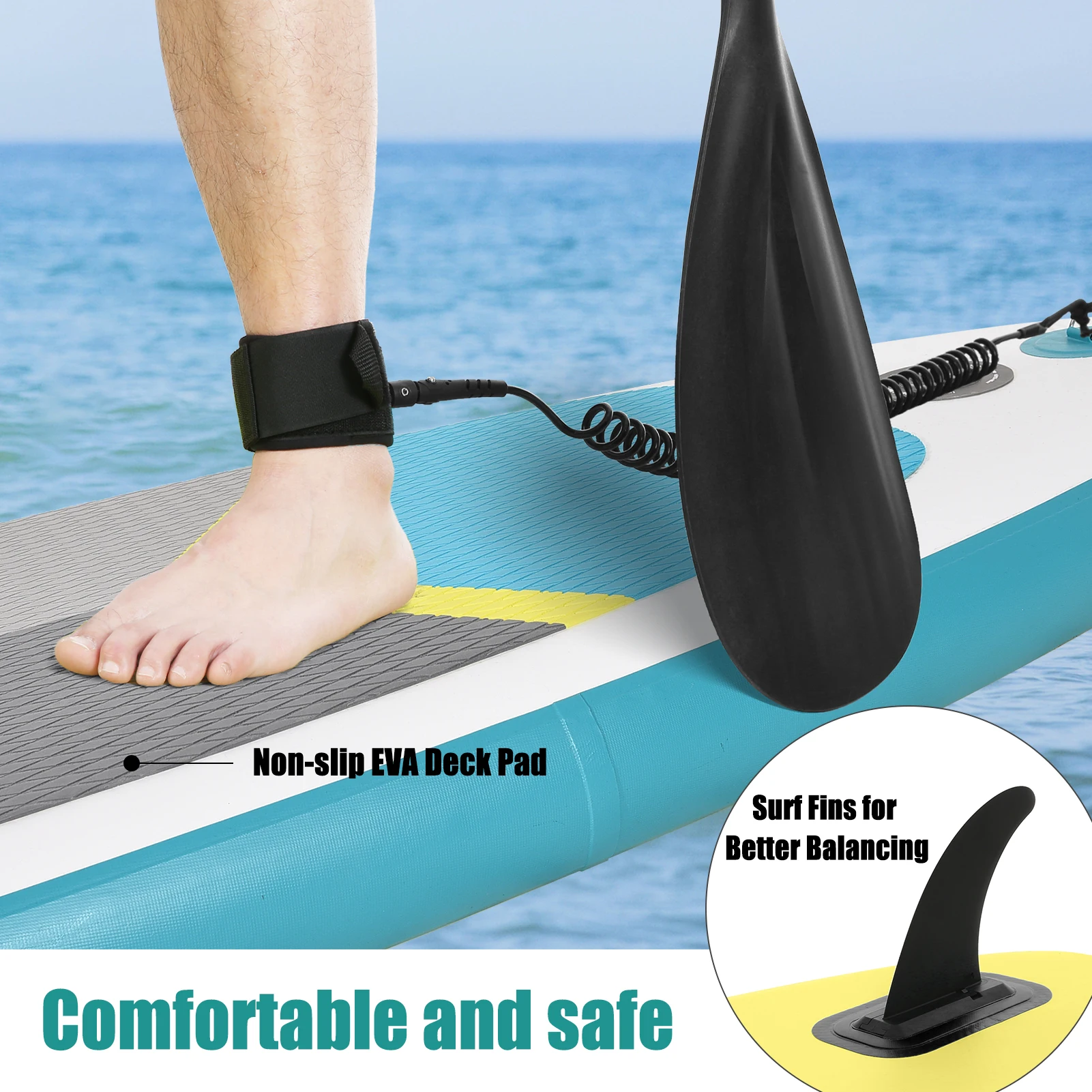 Inflatable Paddle Board Stand Up for Adult 6 Inch Thick SUP Paddleboard Water Sport Surf Set with Adjustable Paddle Pump Travel