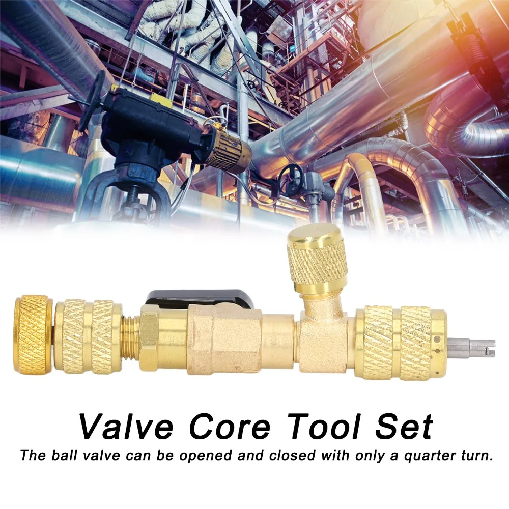 Dual Size Ports Valve Core Remover 1/4in & 5/16in Port Brass Material Valve Removal Tool Kit 20 Valve Cores SAE 1/4 & 5/16