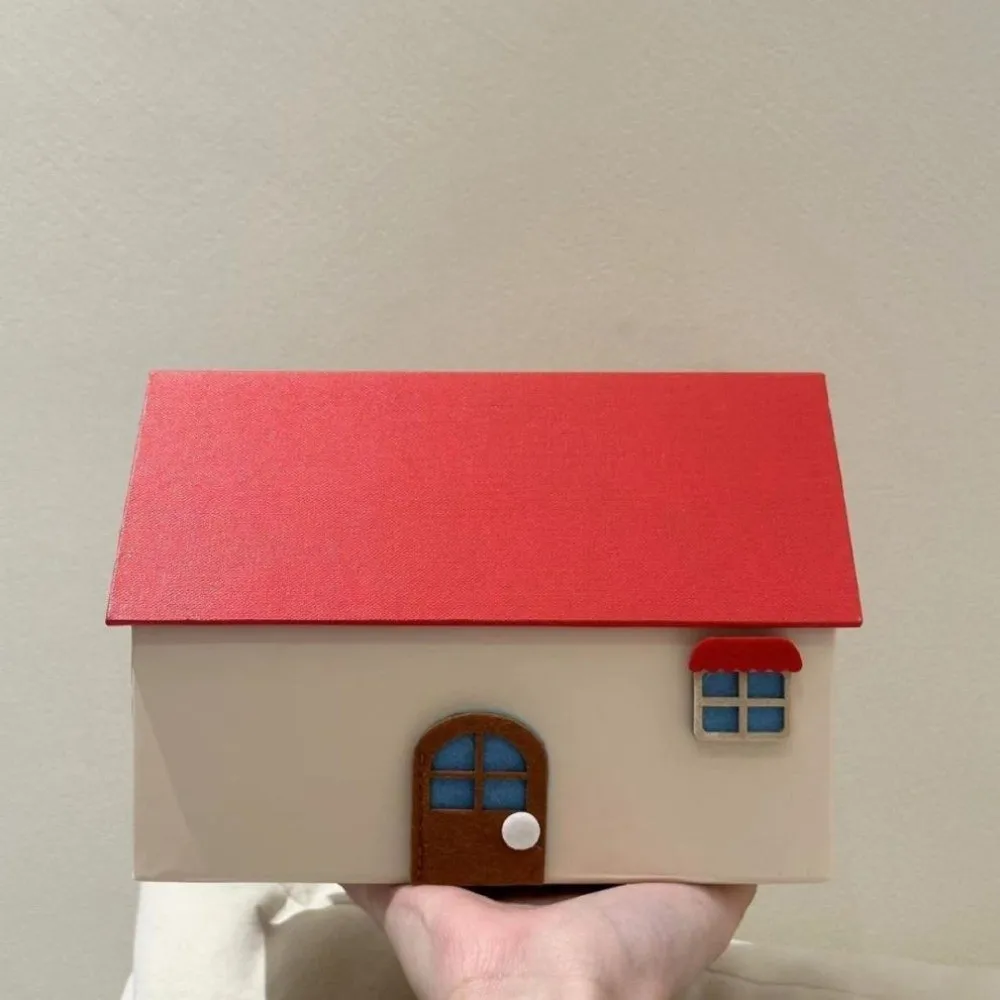 Cute Small House Tissue Box Storage Holder Flip Cover Cartoon Decorative Tissue Box Red Creative Napkin Box Household