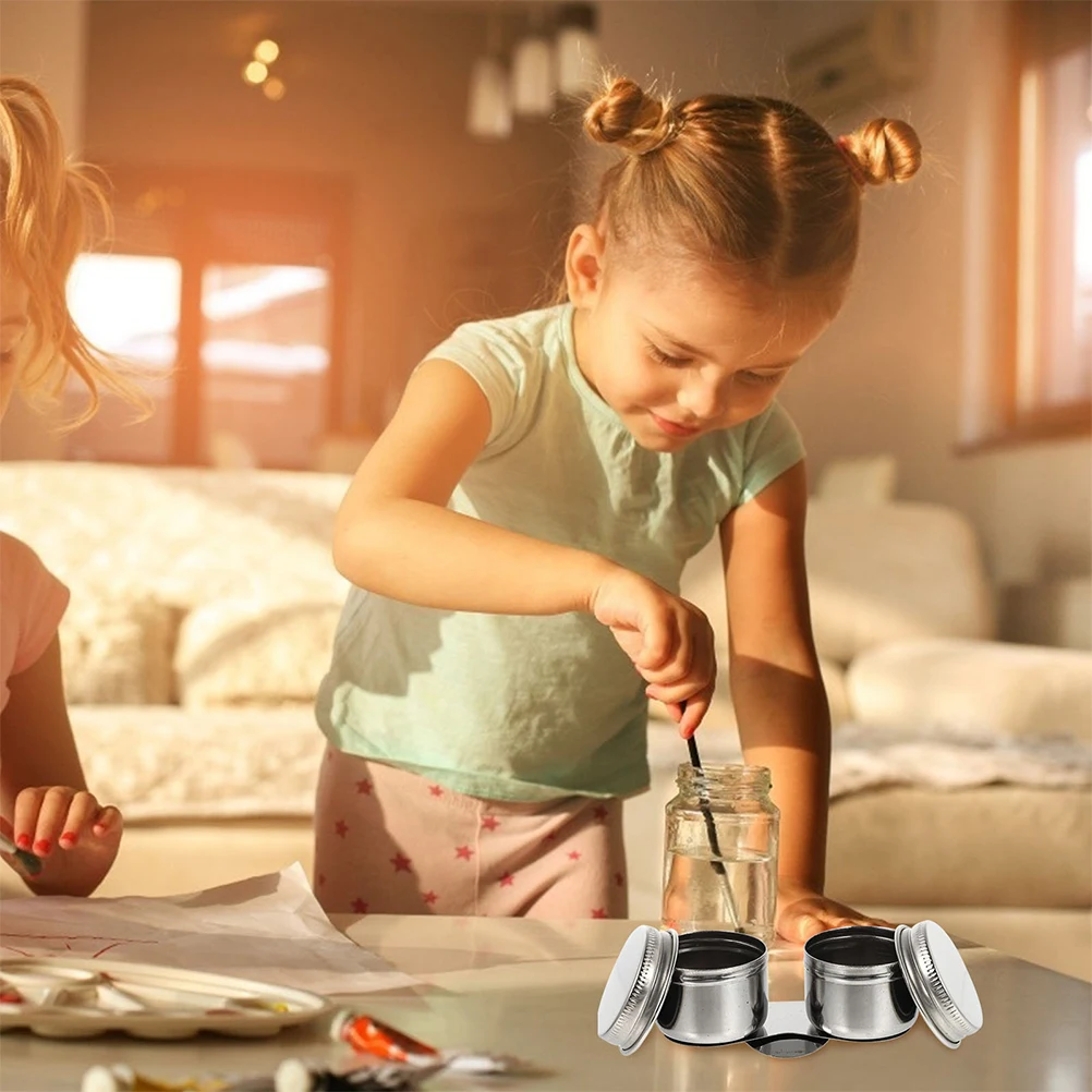 

2Pcs Stainless Steel Paint Brush Basin Easy Clean and Dry for Artists and Students Stainless Steel Oil Palette Cup