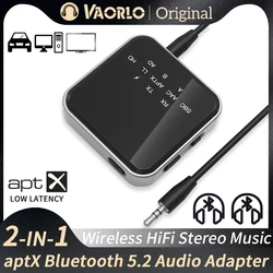 VAORLO aptX-LL/HD/Adaptive Low Latency Bluetooth 5.2 Audio Receiver Transmitter Adapter 3.5mm Aux Wireless Stereo Music Adapter