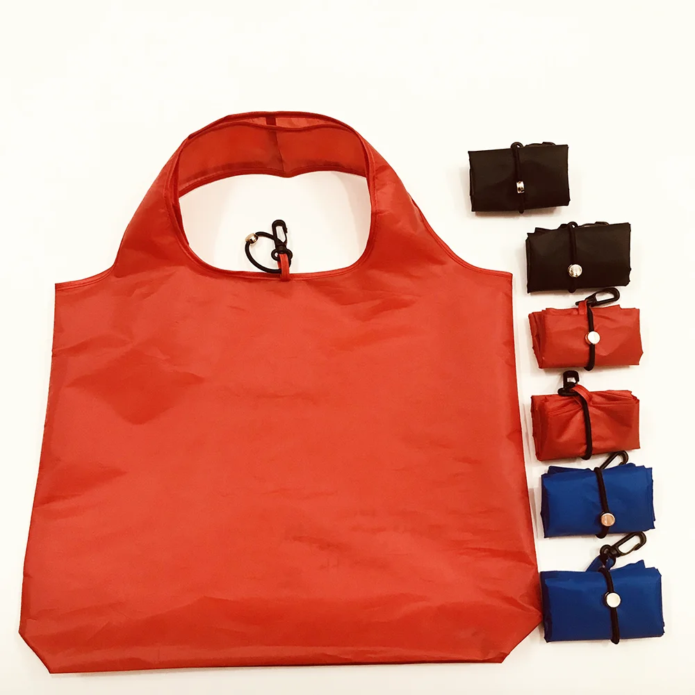 Portable Roll up Bag Fashionable Recycled Polyester Folding Shopper Bag Eco-friendly Reusable Large Capacity Storage Tote Bag