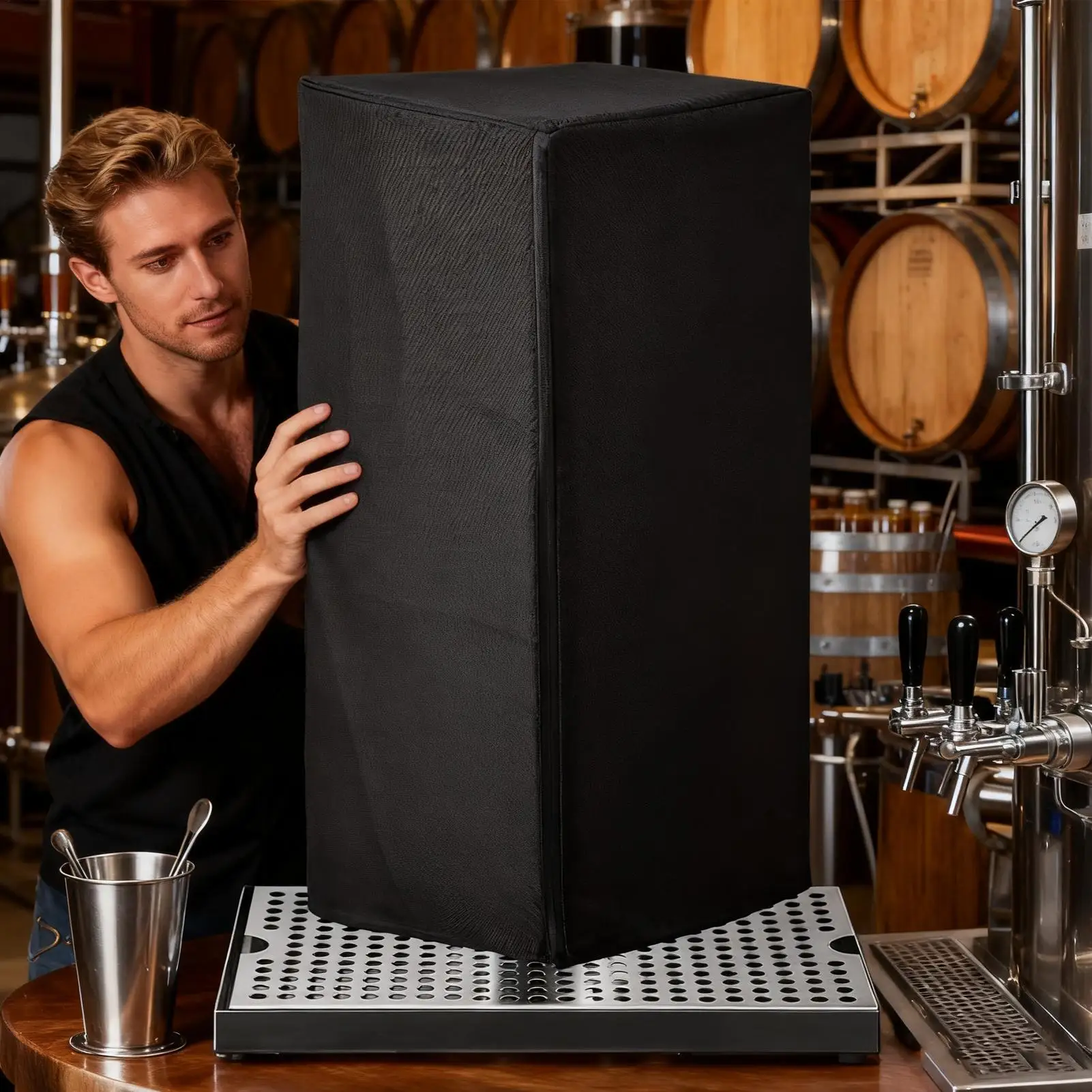 Beer Tower Cover Draft Beer Tower Protector Waterproof Oxford Fabric Anti-UV Cover For Single Or Double Tap Dispenser Outdoor